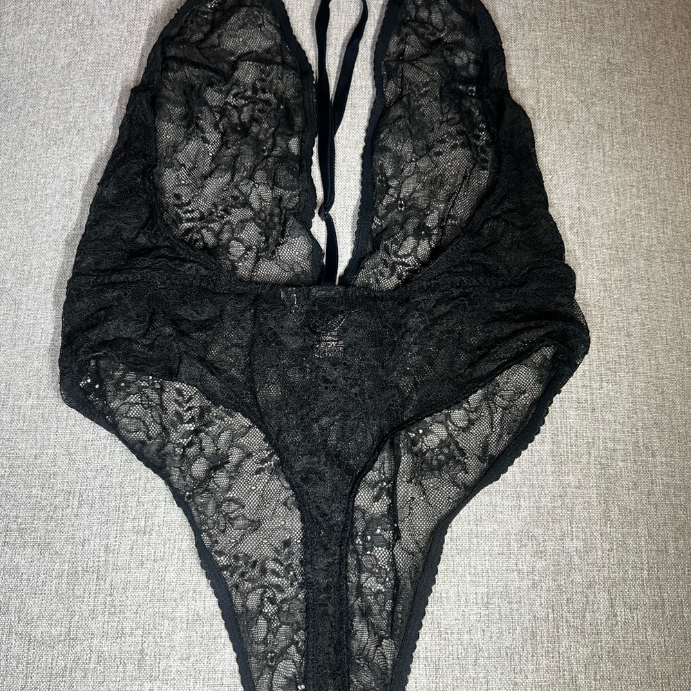 Victoria Secret Elegant Black Lace Bodysuit